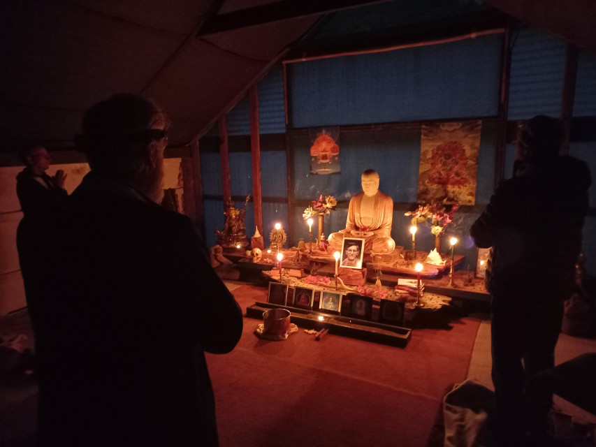 Men in shrine room