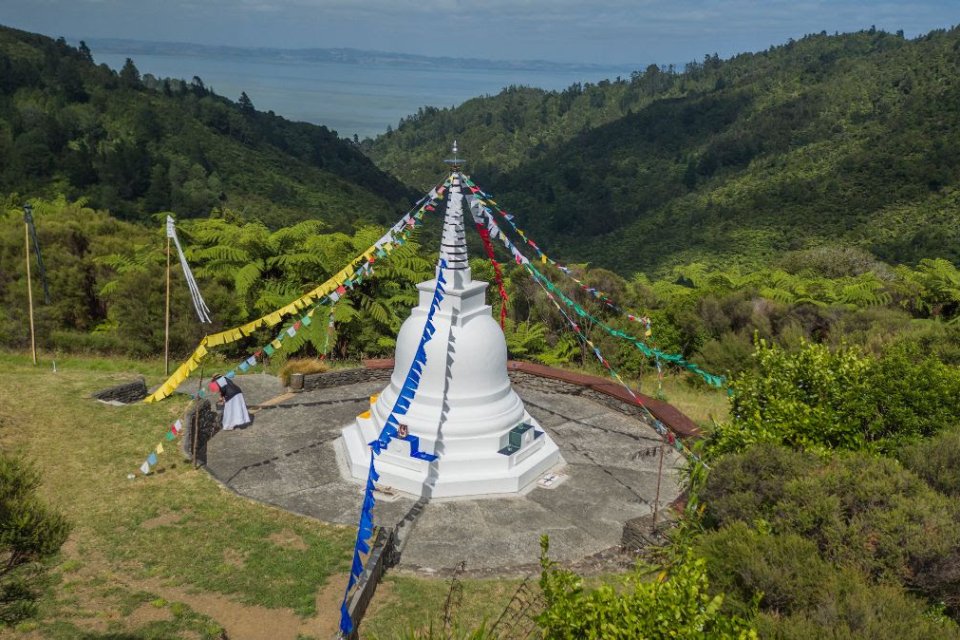 Stupa with flags