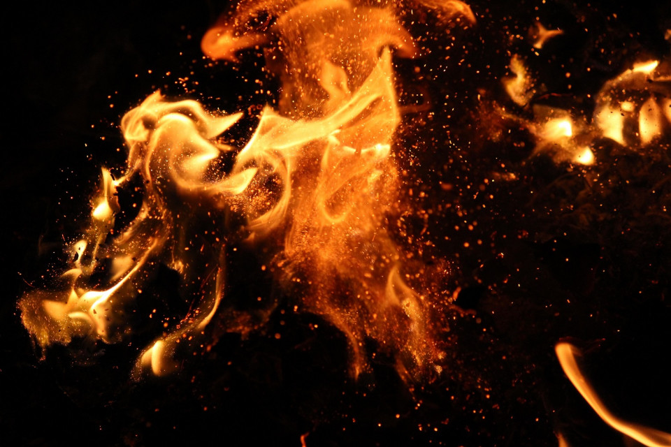 Flames dancing in the dark
