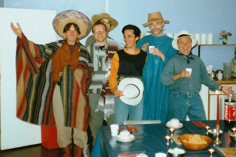 Men in shrine room